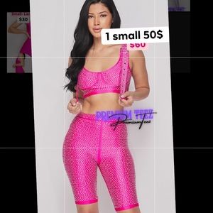 Pink rhinestone two piece